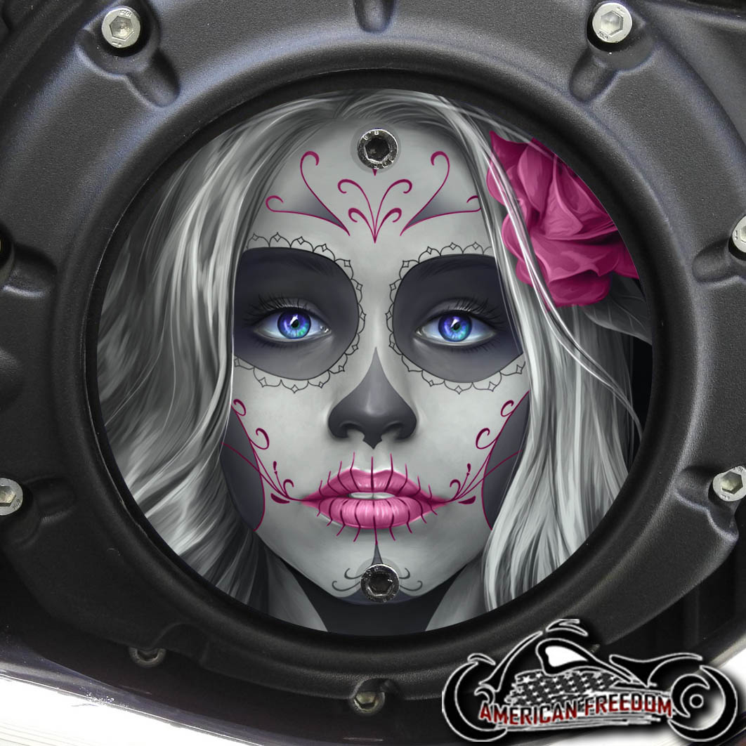 Indian Scout Derby Cover - Sugar Skull Pink